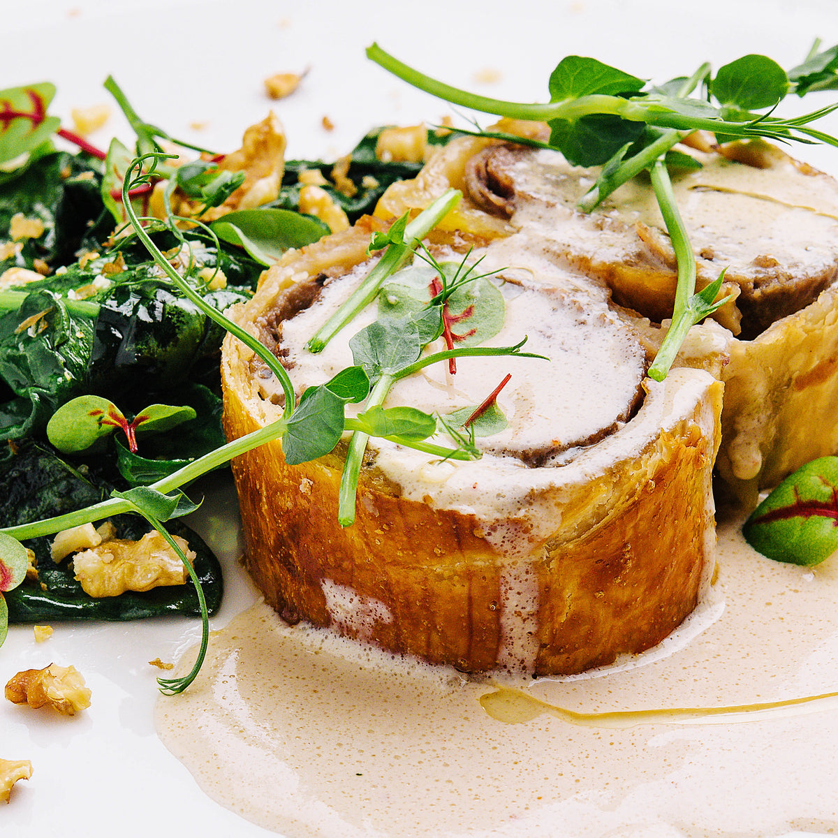 Herbed Pork Meatloaf with Creamy Mushroom Sauce and Walnut Salad – Brown Pearcy