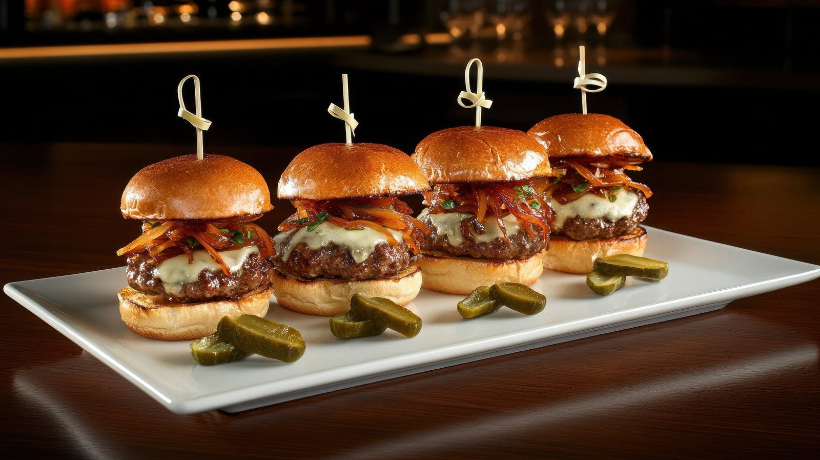 Caramelized Onion Smash Sliders with Garlic Aioli